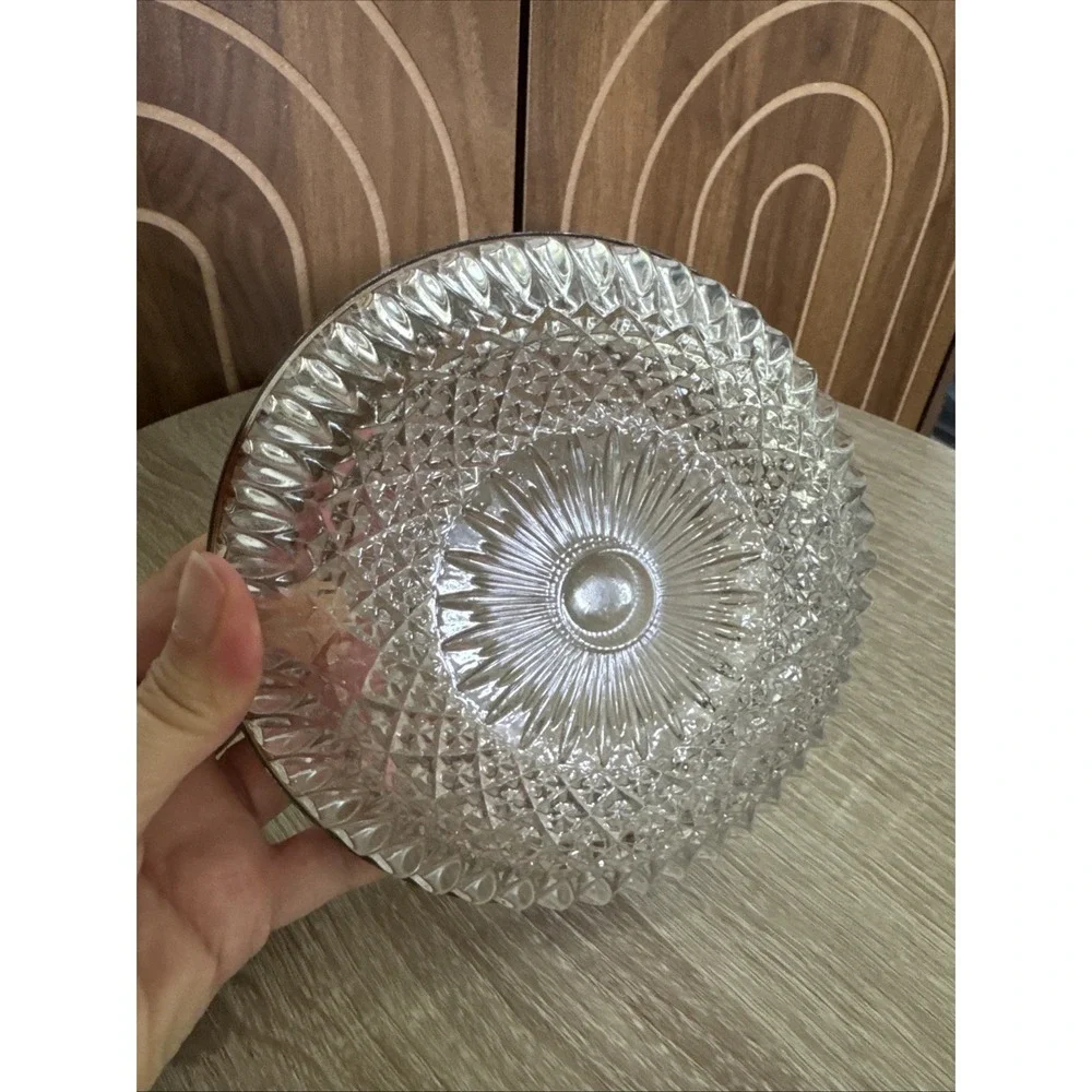 Vintage Cut Glass Compote Dish with a Silver Rim For Nuts, Snacks, Candy & More!